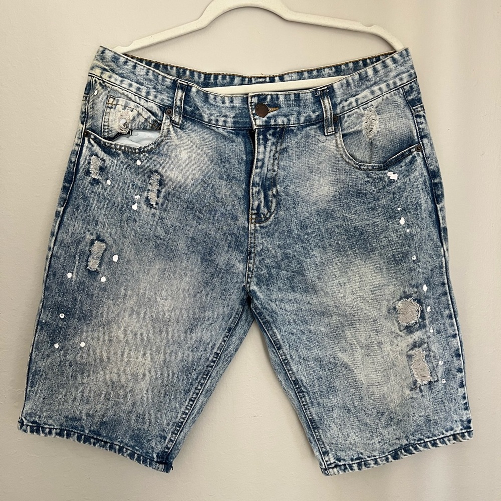 Washed Denim Shorts